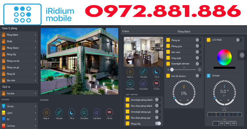 Một số giao diện sử dụng phần mềm Iridium thiết kế cho sản phẩm nhà thông minh Smart Home, Smart Hotel
